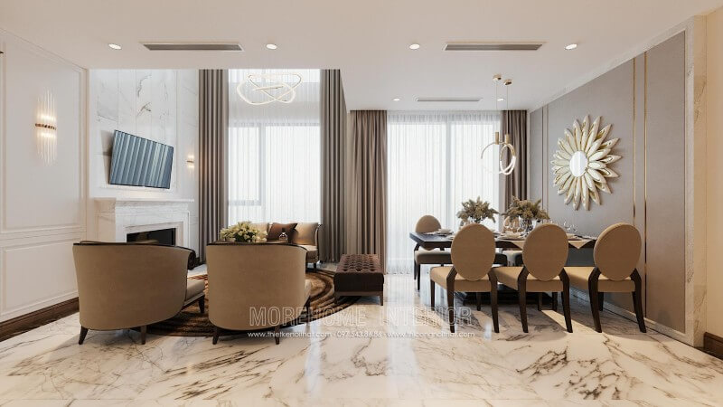 Thiết kế nội thất chung cư đẹp theo phong cách tân cổ điển là sự kết hợp hoàn hảo giữa hiện đại nhưng vẫn mang hơi thở cổ điển mà không quá cầu kỳ, xa hoa Mẫu thiết kế nội thất chung cư đẹp